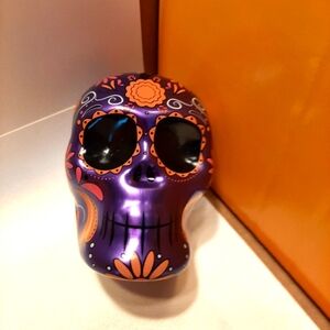Skull Purple Floral day of the dead tin new